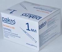 1 мл трехкомпонентный шприц Pakro инсулиновый U100 , с иглой 0,3х13, 100 шт купить в Новокузнецке